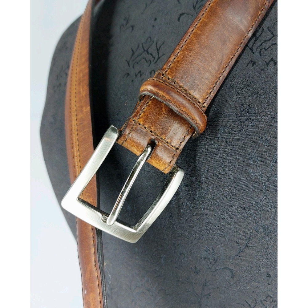 Cole Haan Brown Leather Belt with Silver Buckle